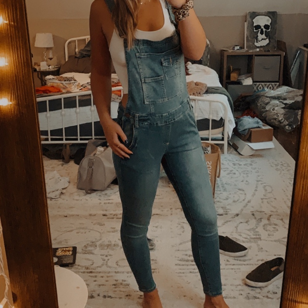 Skinny jean overalls